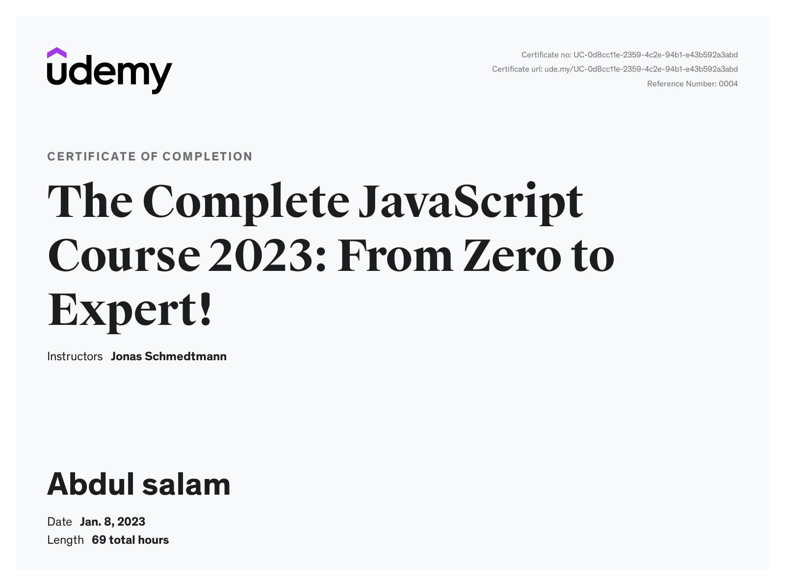 JavaScript Certificate