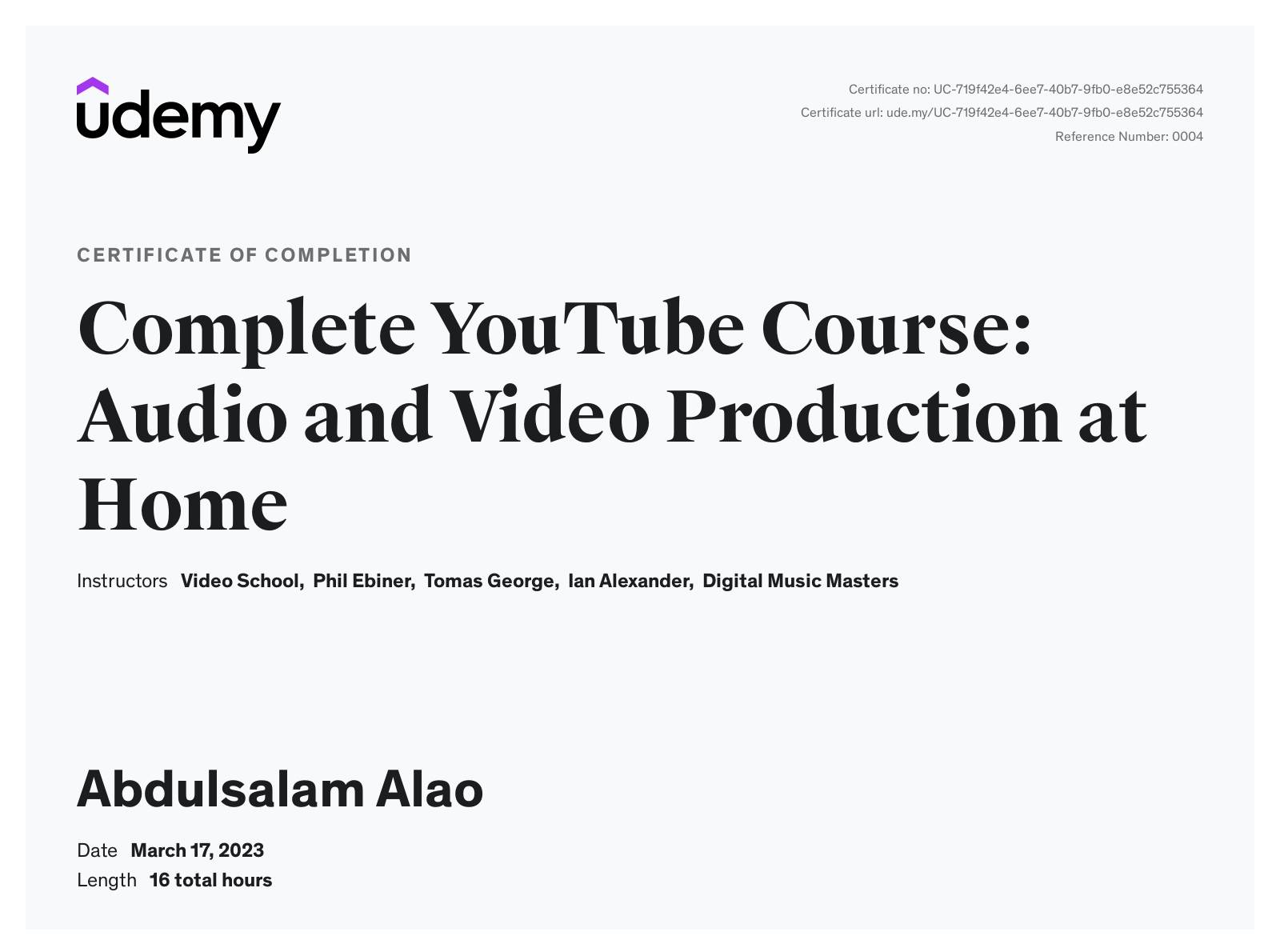 Video Creation Certificate
