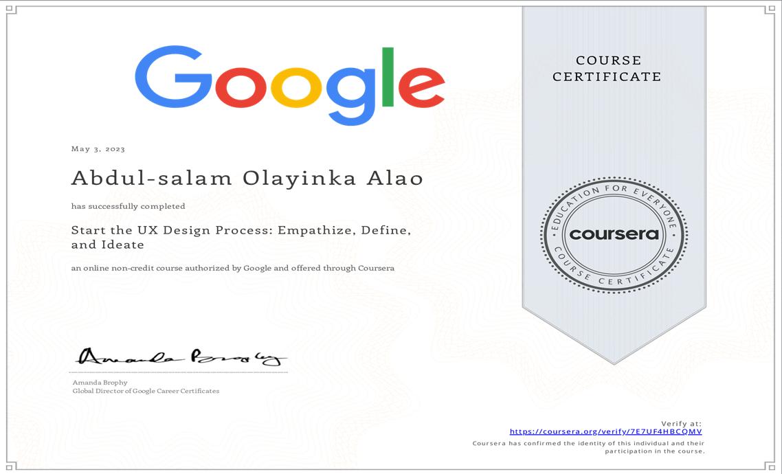 User Experience Design Fundamentals Certificate