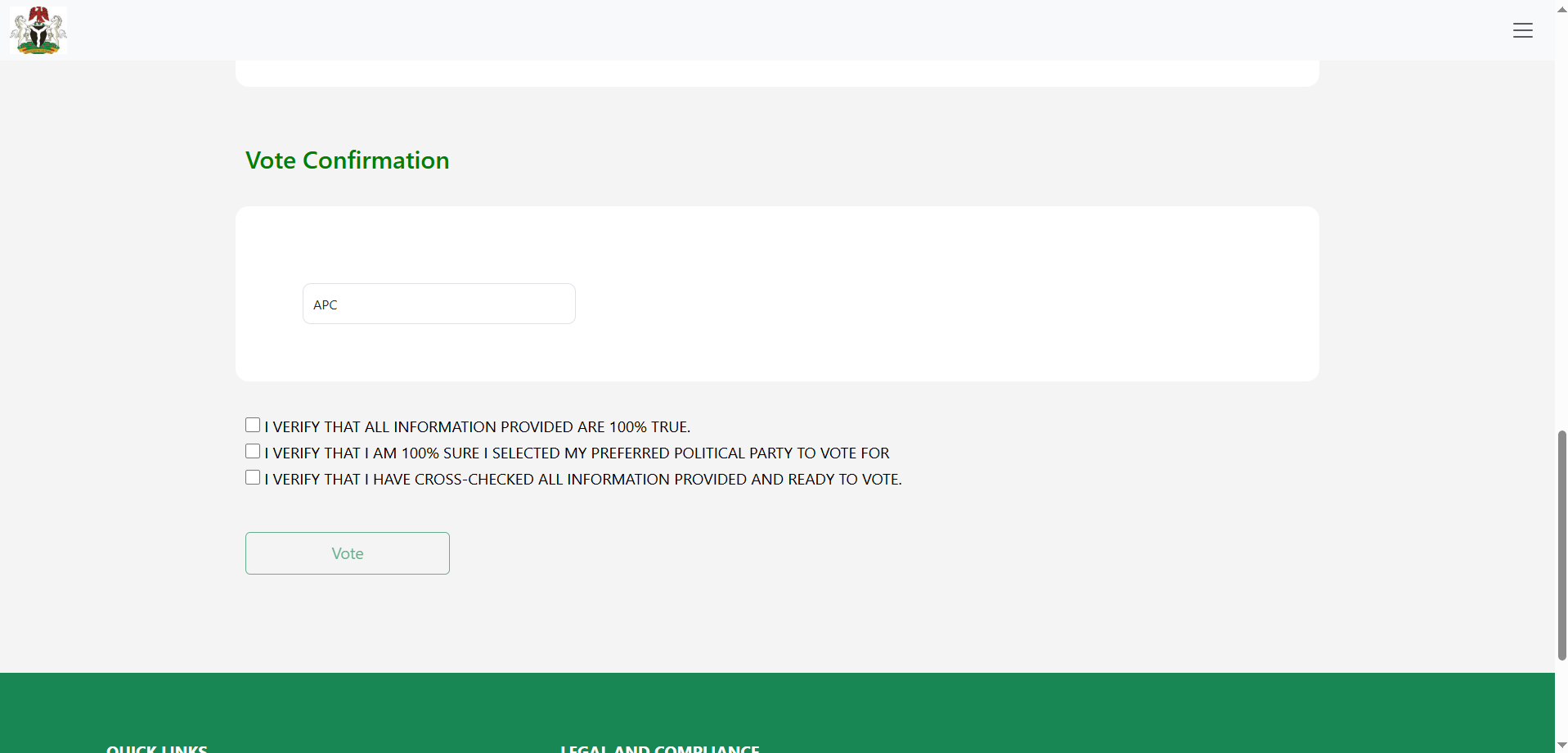 Voting system screenshot