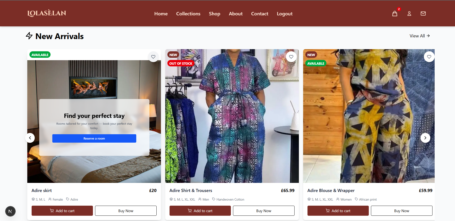 New arrivals section